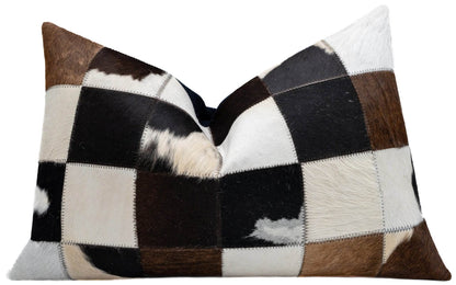Canvello Genuine Cowhide Leather Decorative Throw Pillows - Handmade Patchwork Boho Accent Pillows For Sofa, Couch, Bed, Chair - Western Southwestern Farmhouse Pillow Covers With Feather Down Insert Included - Loft&Timber