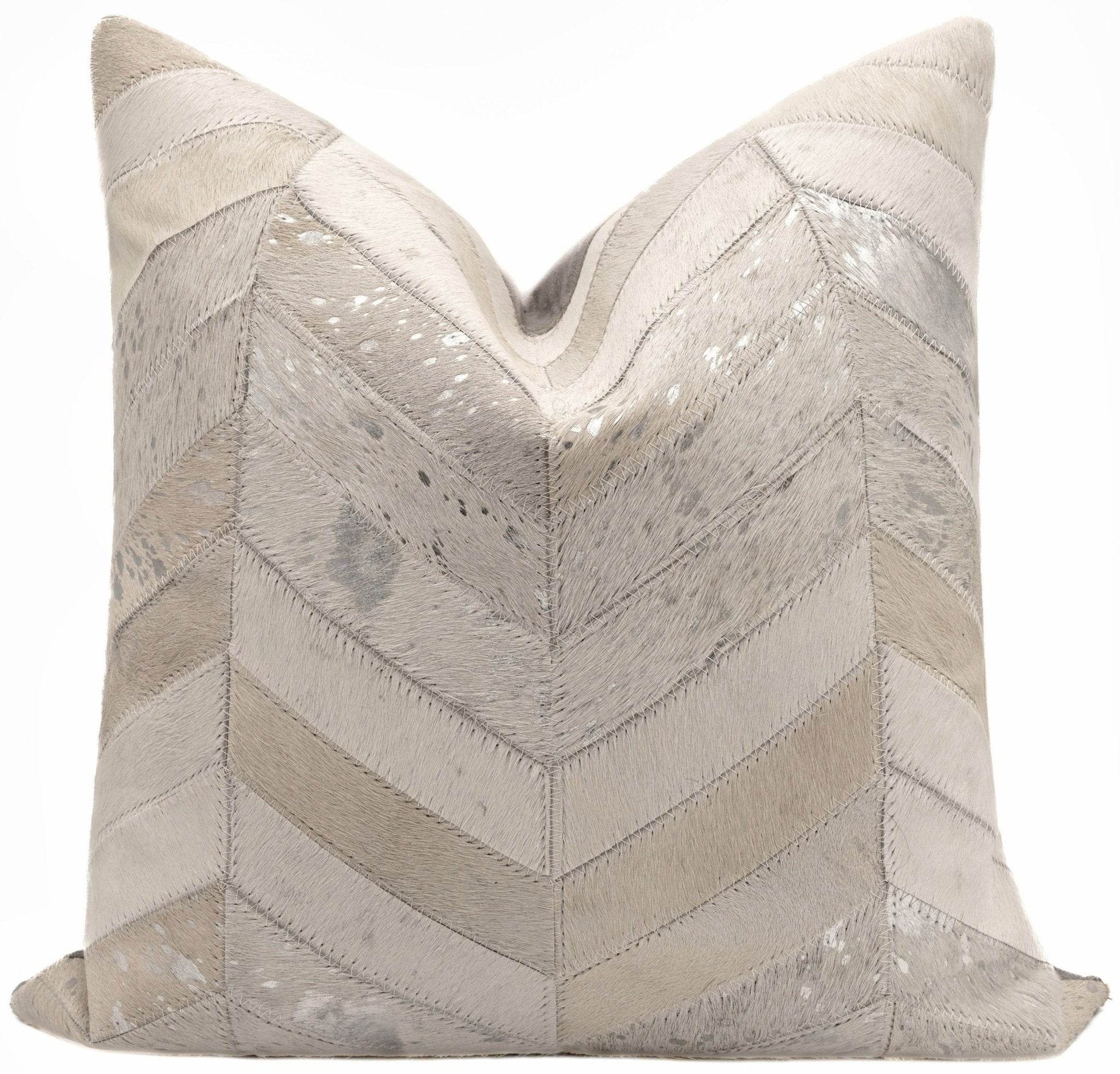 Canvello Genuine Cowhide Leather Decorative Throw Pillows - Handmade Patchwork Boho Accent Pillows For Sofa, Couch, Bed, Chair - Western Southwestern Farmhouse Pillow Covers With Feather Down Insert Included - Loft&Timber