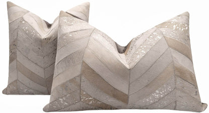 Canvello Genuine Cowhide Leather Decorative Throw Pillows - Handmade Patchwork Boho Accent Pillows For Sofa, Couch, Bed, Chair - Western Southwestern Farmhouse Pillow Covers With Feather Down Insert Included - Loft&Timber