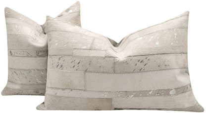 Canvello Genuine Cowhide Leather Decorative Throw Pillows - Handmade Patchwork Boho Accent Pillows For Sofa, Couch, Bed, Chair - Western Southwestern Farmhouse Pillow Covers With Feather Down Insert Included - Loft&Timber