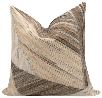 Canvello Genuine Cowhide Leather Decorative Throw Pillows - Handmade Patchwork Boho Accent Pillows For Sofa, Couch, Bed, Chair - Western Southwestern Farmhouse Pillow Covers With Feather Down Insert Included) - Loft&Timber