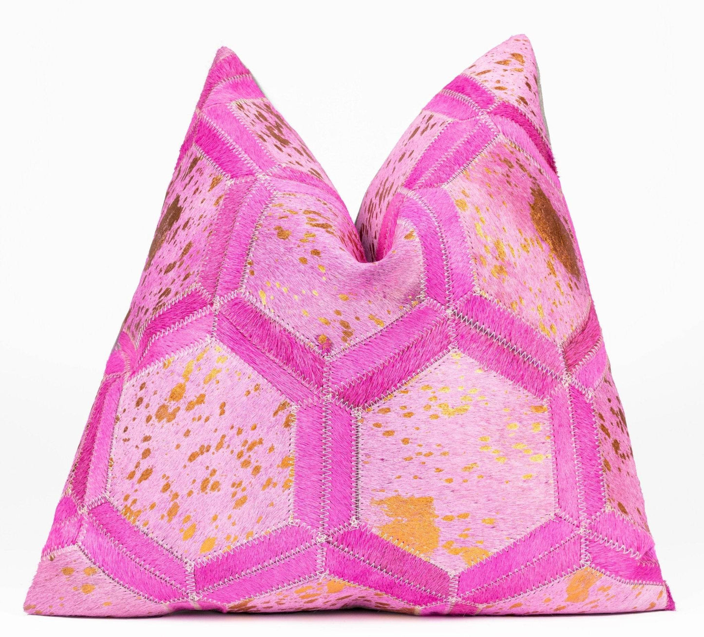 Canvello Genuine Cowhide Leather Decorative Throw Pillows - Handmade Patchwork Boho Accent Pillows For Sofa, Couch, Bed, Chair - Western Southwestern Farmhouse Pillow Covers With Feather Down Insert Included - Loft&Timber