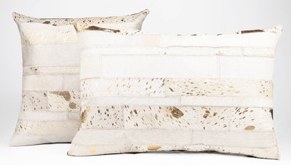 Canvello Genuine Cowhide Leather Decorative Throw Pillows - Handmade Patchwork Boho Accent Pillows For Sofa, Couch, Bed, Chair - Western Southwestern Farmhouse Pillow Covers With Feather Down Insert Included - Loft&Timber