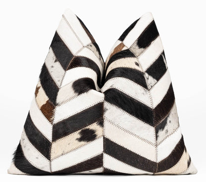 Canvello Genuine Cowhide Leather Decorative Throw Pillows - Handmade Patchwork Boho Accent Pillows For Sofa, Couch, Bed, Chair - Western Southwestern Farmhouse Pillow Covers With Feather Down Insert Included - Loft&Timber