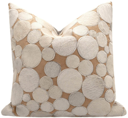 Canvello Genuine Cowhide Leather Decorative Throw Pillows - Handmade Patchwork Boho Accent Pillows For Sofa, Couch, Bed, Chair - Western Southwestern Farmhouse Pillow Covers With Feather Down Insert Included - Loft&Timber