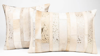 Canvello Genuine Cowhide Leather Decorative Throw Pillows - Handmade Patchwork Boho Accent Pillows For Sofa, Couch, Bed, Chair - Western Southwestern Farmhouse Pillow Covers With Feather Down Insert Included - Loft&Timber