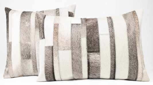 Canvello Genuine Cowhide Leather Decorative Throw Pillows - Handmade Patchwork Boho Accent Pillows For Sofa, Couch, Bed, Chair - Western Southwestern Farmhouse Pillow Covers With Feather Down Insert Included - Loft&Timber