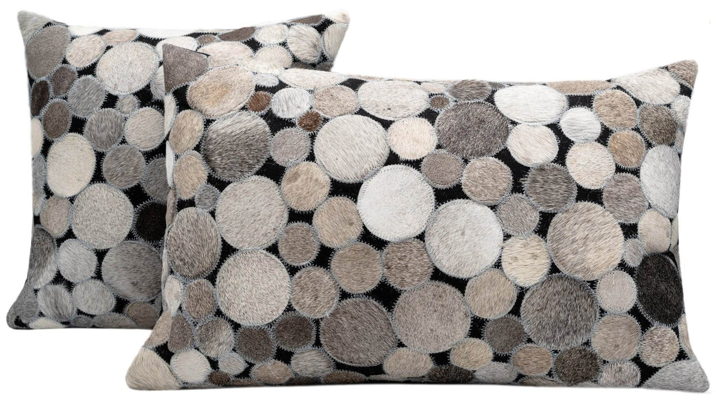 Canvello Genuine Cowhide Leather Decorative Throw Pillows - Handmade Patchwork Boho Accent Pillows For Sofa, Couch, Bed, Chair - Western Southwestern Farmhouse Pillow Covers With Feather Down Insert Included) - Loft&Timber