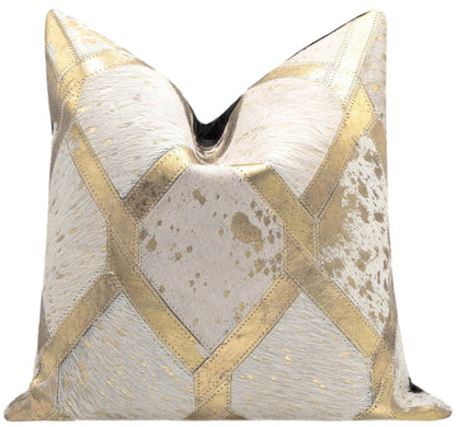 Canvello Genuine Cowhide Leather Decorative Throw Pillows - Handmade Patchwork Boho Accent Pillows For Sofa, Couch, Bed, Chair - Western Southwestern Farmhouse Pillow Covers With Feather Down Insert Included) - Loft&Timber