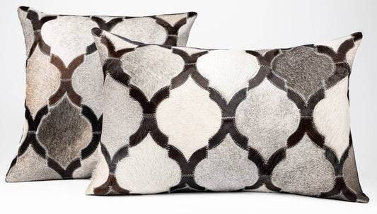 Canvello Genuine Cowhide Leather Decorative Throw Pillows - Handmade Patchwork Boho Accent Pillows For Sofa, Couch, Bed, Chair - Western Southwestern Farmhouse Pillow Covers With Feather Down Insert Included - Loft&Timber