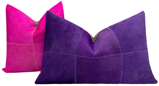 Canvello Genuine Cowhide Leather Decorative Throw Pillows - Handmade Patchwork Boho Accent Pillows For Sofa, Couch, Bed, Chair - Western Southwestern Farmhouse Pillow Covers With Feather Down Insert Included) - Loft&Timber