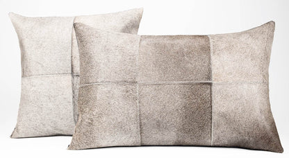 Canvello Genuine Cowhide Leather Decorative Throw Pillows - Handmade Patchwork Boho Accent Pillows For Sofa, Couch, Bed, Chair - Western Southwestern Farmhouse Pillow Covers With Feather Down Insert Included - Loft&Timber