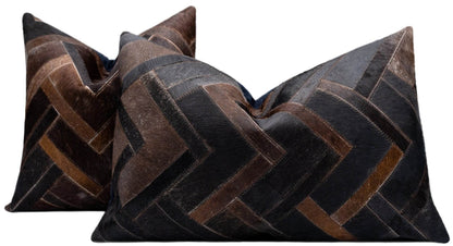 Canvello Genuine Cowhide Leather Decorative Throw Pillows - Handmade Patchwork Boho Accent Pillows For Sofa, Couch, Bed, Chair - Western Southwestern Farmhouse Pillow Covers With Feather Down Insert Included) - Loft&Timber