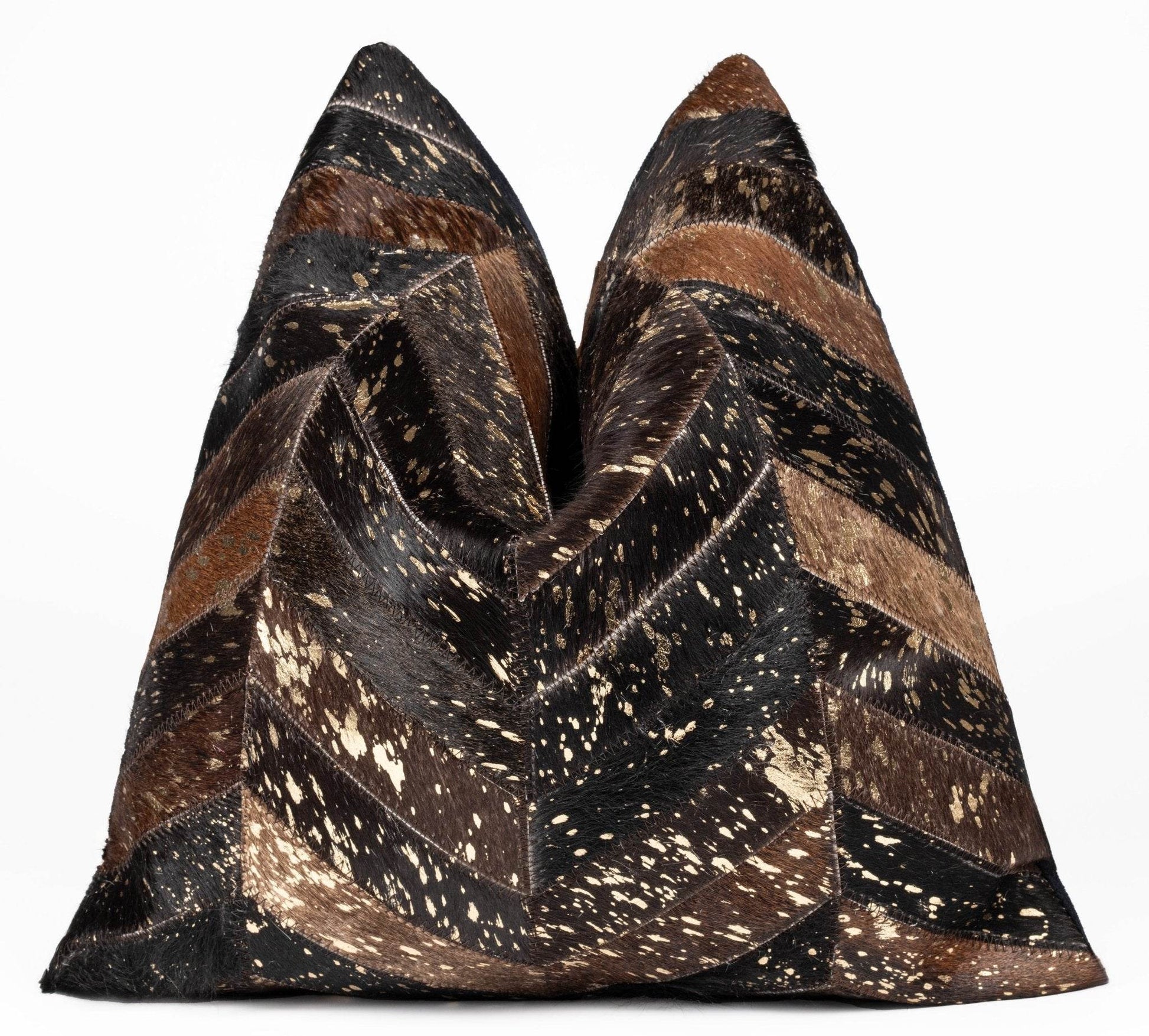 Canvello Genuine Cowhide Leather Decorative Throw Pillows - Handmade Patchwork Boho Accent Pillows For Sofa, Couch, Bed, Chair - Western Southwestern Farmhouse Pillow Covers With Feather Down Insert Included - Loft&Timber