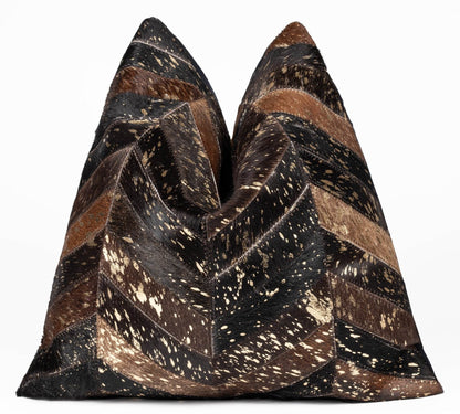 Canvello Genuine Cowhide Leather Decorative Throw Pillows - Handmade Patchwork Boho Accent Pillows For Sofa, Couch, Bed, Chair - Western Southwestern Farmhouse Pillow Covers With Feather Down Insert Included - Loft&Timber