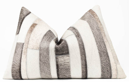 Canvello Genuine Cowhide Leather Decorative Throw Pillows - Handmade Patchwork Boho Accent Pillows For Sofa, Couch, Bed, Chair - Western Southwestern Farmhouse Pillow Covers With Feather Down Insert Included - Loft&Timber