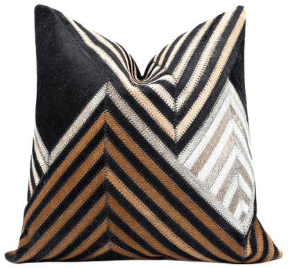 Canvello Genuine Cowhide Leather Decorative Throw Pillows - Handmade Patchwork Boho Accent Pillows For Sofa, Couch, Bed, Chair - Western Southwestern Farmhouse Pillow Covers With Feather Down Insert Included) - Loft&Timber