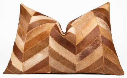 Canvello Genuine Cowhide Leather Decorative Throw Pillows - Handmade Patchwork Boho Accent Pillows For Sofa, Couch, Bed, Chair - Western Southwestern Farmhouse Pillow Covers With Feather Down Insert Included - Loft&Timber