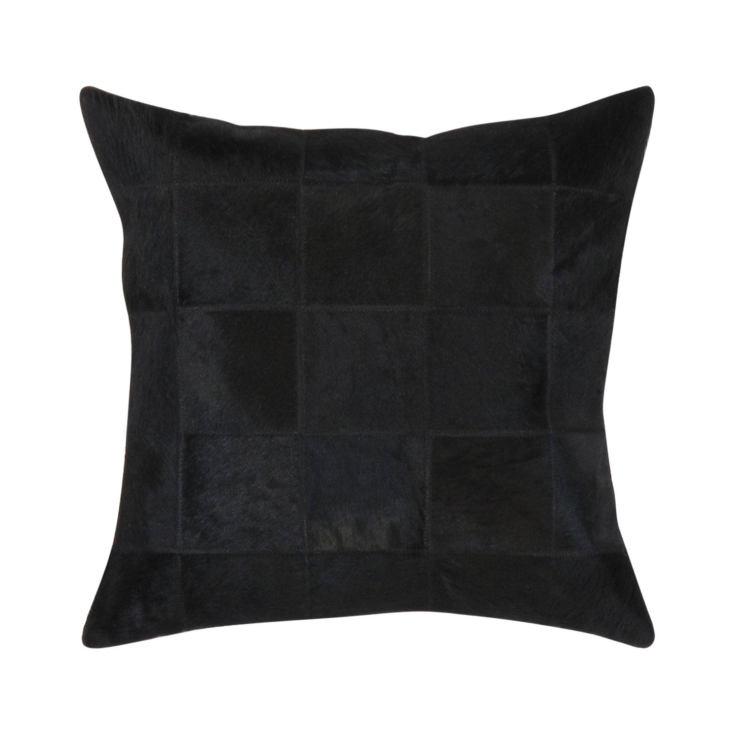 Canvello Safari Checkered Black Cowhide 17" Decorative Throw Pillow - Loft&Timber