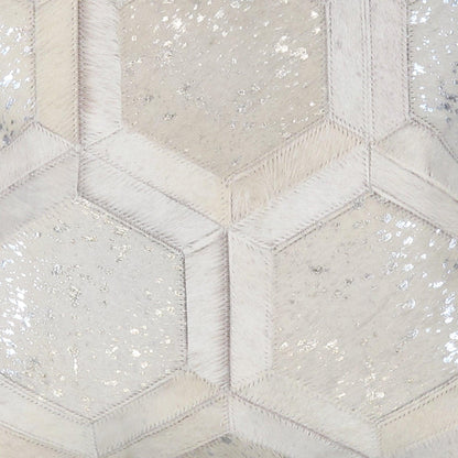 Canvello Safari Geometric Silver Cowhide 17" Decorative Throw Pillow - Loft&Timber