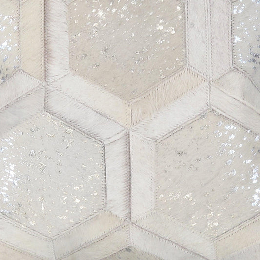 Canvello Safari Geometric Silver Cowhide 17" Decorative Throw Pillow - Loft&Timber