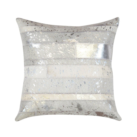 Canvello Safari Striped Silver Cowhide 17" Decorative Throw Pillow - Loft&Timber