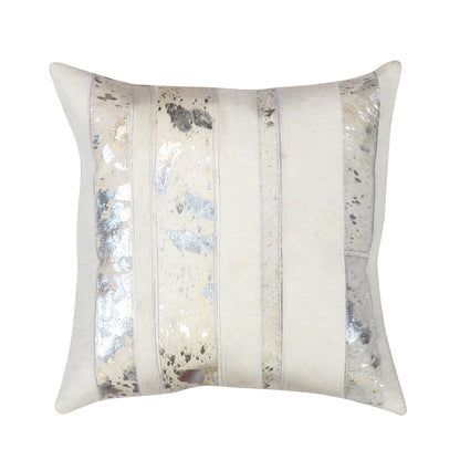 Canvello Safari Striped Silver Cowhide 17" Decorative Throw Pillow - Loft&Timber