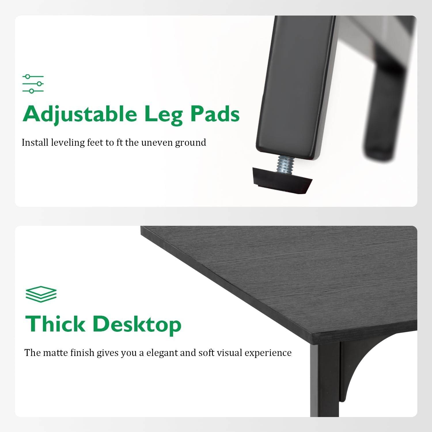 Black 32 Inch Desk & Chair Set, Adjustable - Loft&Timber