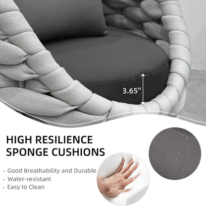 Aluminum Outdoor Patio Furniture Set with Coffee Table, 6 Piece Patio Conversation Sets with Washable Cushions Covers, Patio Sectional Furniture Set for Porch, Balcony, Deck, Yard - Loft&Timber