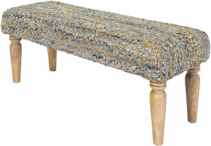 Barongis Blue&Naturak Jute Wood Legs Bench - Loft&Timber