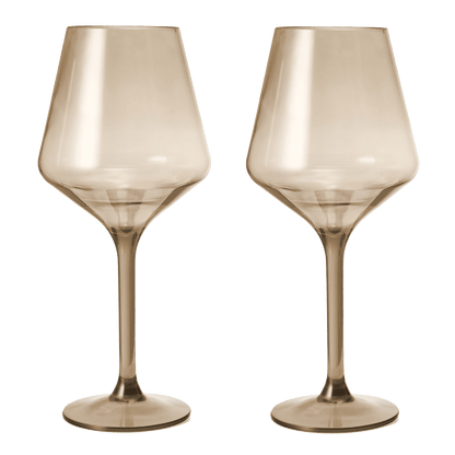 Floating Wine Glasses for Pool - Set of 2-15 OZ Shatterproof Poolside Wine Glasses, Tritan Plastic Reusable, Beach Outdoor Cocktail, Wine, Champagne, Water Glassware Spring Summer (Smoke) - Loft&Timber