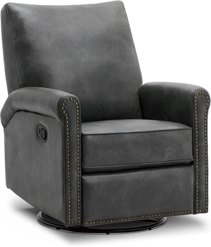 Large Leather Recliner Chair Faux Swivel Rocker - Loft&Timber