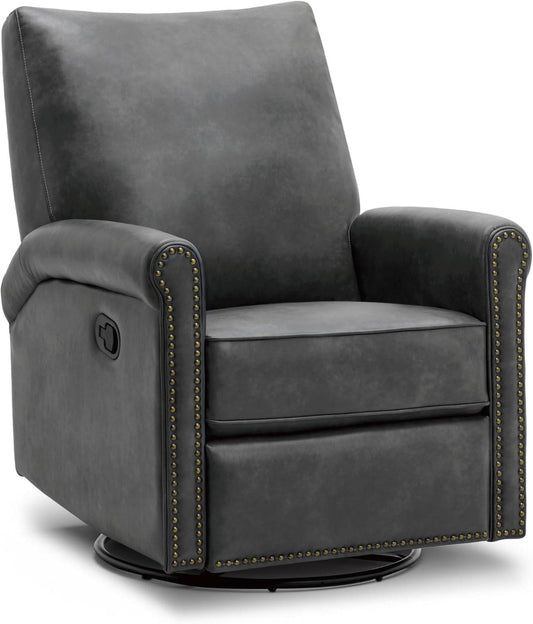 Large Leather Recliner Chair Faux Swivel Rocker - Loft&Timber