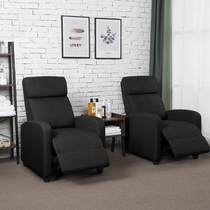 Fabric Push Back Recliner Chair, Pocket Spring, Matte Black - Loft&Timber