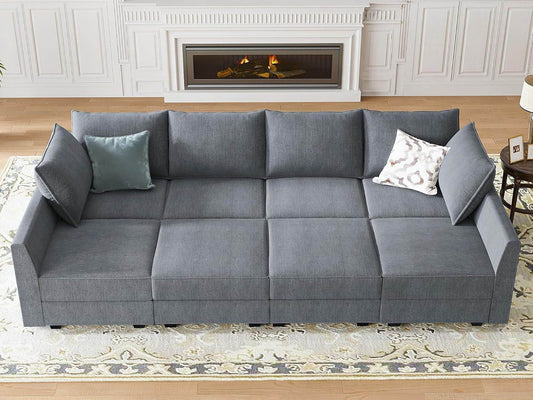 Modular Sectional Sleeper Sofa Reversible, Bluish Grey - Loft&Timber