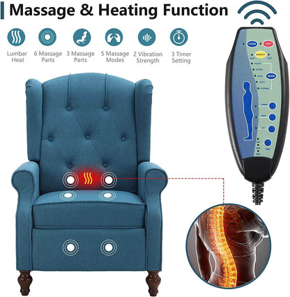 Wingback Recliner Chair with Massage and Heat (Vintage) - Loft&Timber