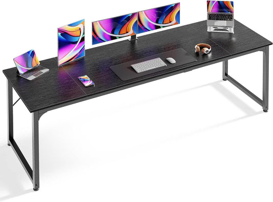 Computer Desk, 80 Inch Office Desk, Gaming Desk with Storage, Writing Desk Work Desk for Home Office, Study, Long Simple Desk, Large Legroom, Metal Frame, Black-0