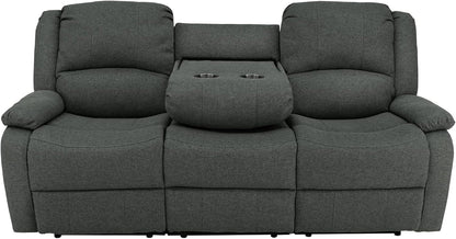 80" RV Triple Recliner Convertible Console, Fossil Cloth - Loft&Timber