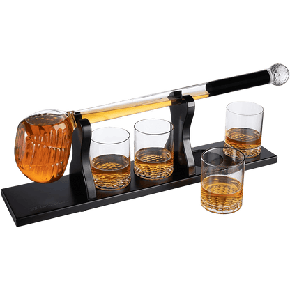 Golf Whiskey Decanter and 4 Liquor Glasses - Decanter & Glass Set - Golf Stick Gifts for Men - Unique Whiskey Decanter Set - Bourbon & Scotch Decanter for Serving Alcohol - Golfer Gifts for Dad - Loft&Timber