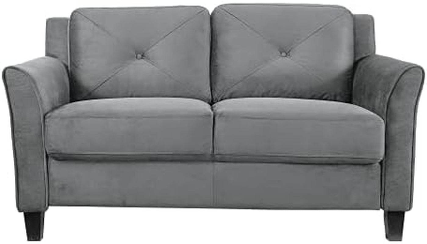 Comfortable Dark Grey Loveseat with Plush Cushions-1