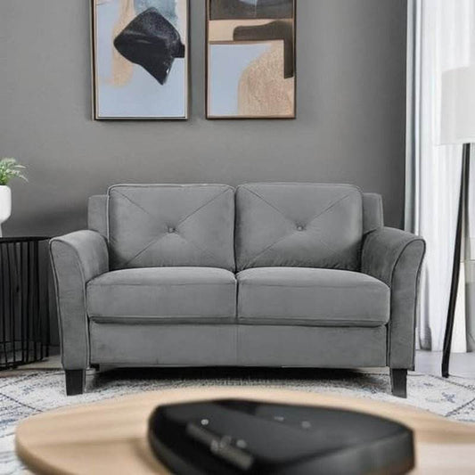 Comfortable Dark Grey Loveseat with Plush Cushions-3