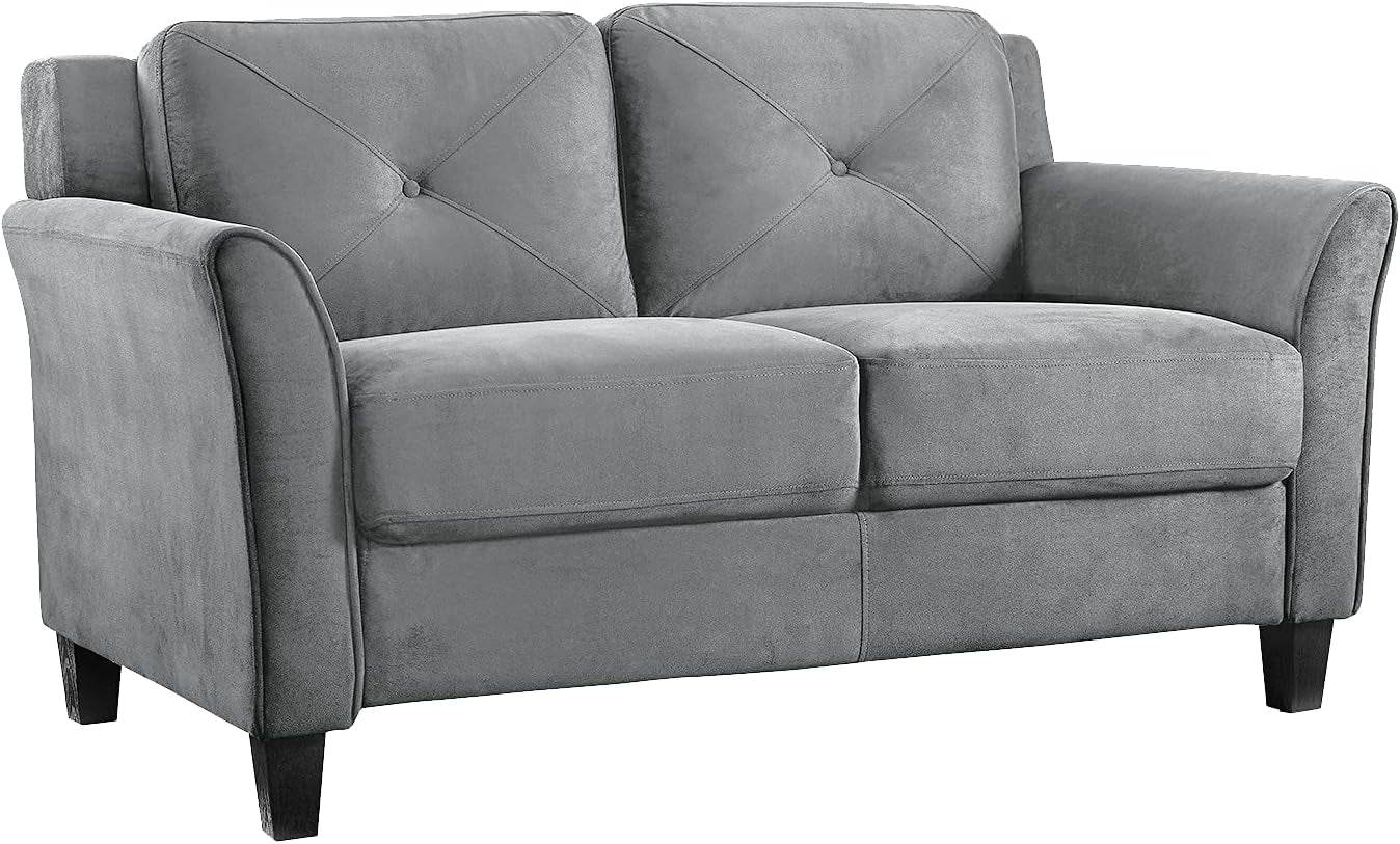 Comfortable Dark Grey Loveseat with Plush Cushions-2