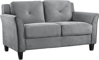 Comfortable Dark Grey Loveseat with Plush Cushions-2