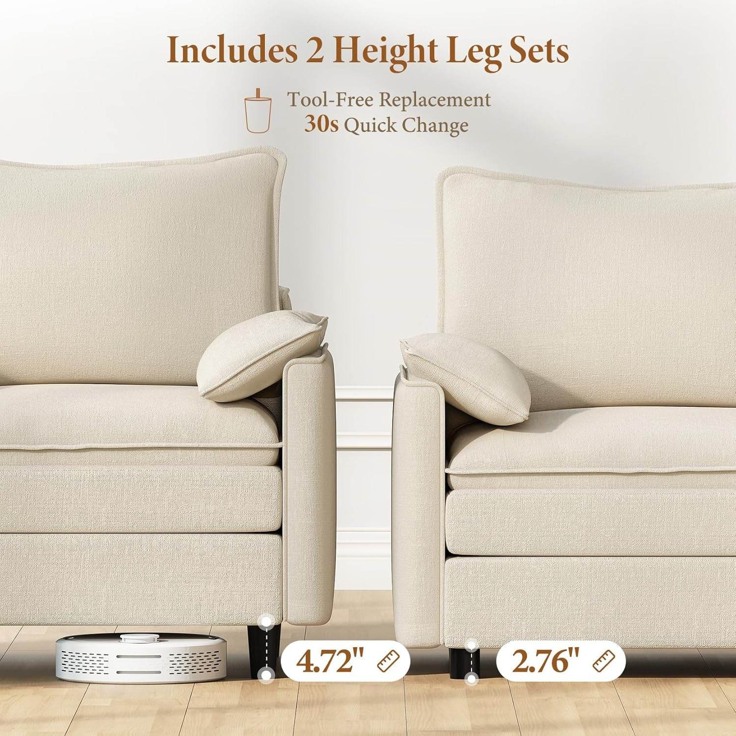 Comfy 108 Inch Modular Sectional Sofa With Ottoman - Loft&Timber