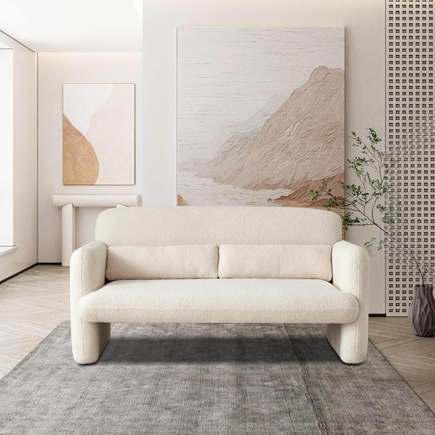 Comfy Two Seater Loveseat Sofa with Waist Pillows - Loft&Timber