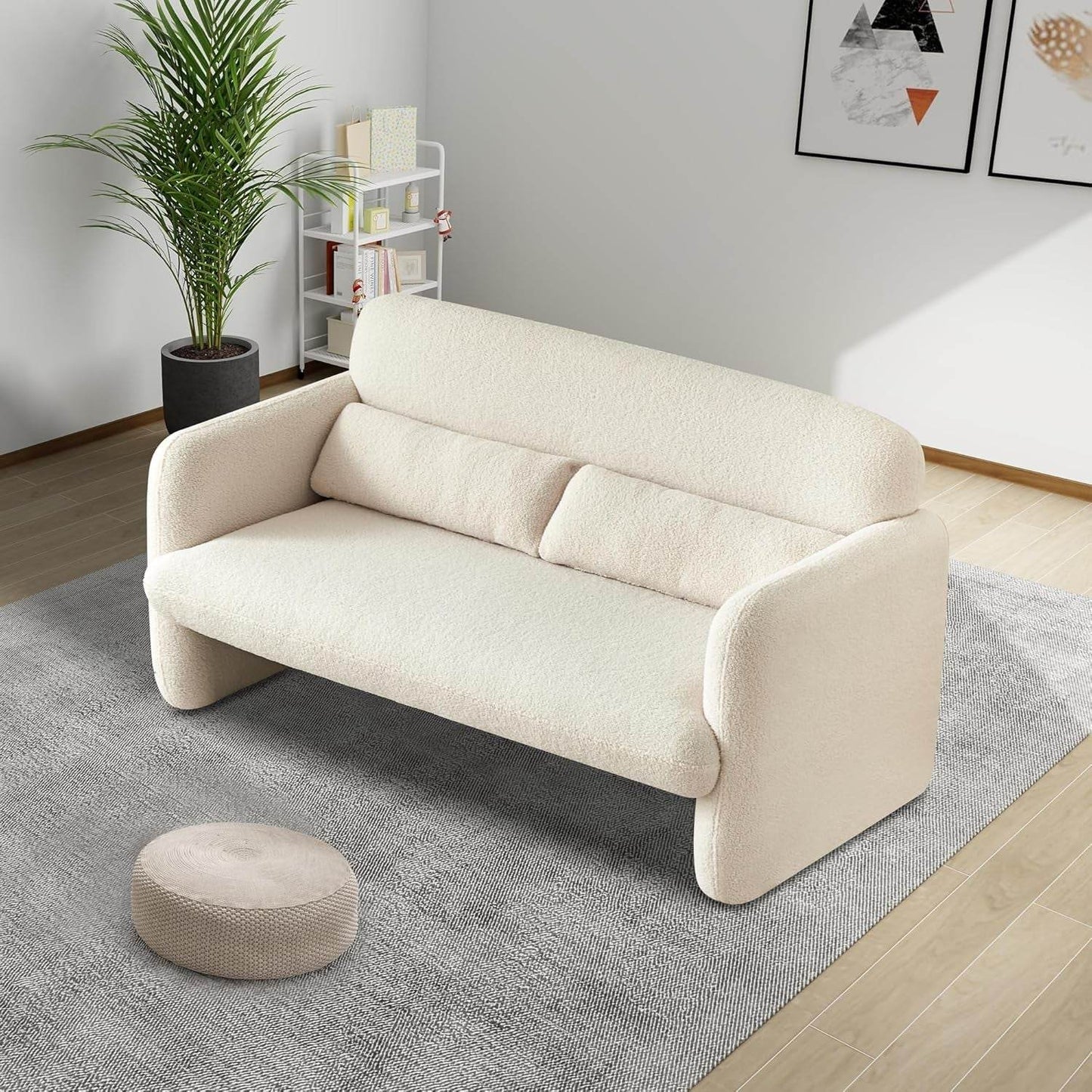 Comfy Two Seater Loveseat Sofa with Waist Pillows - Loft&Timber