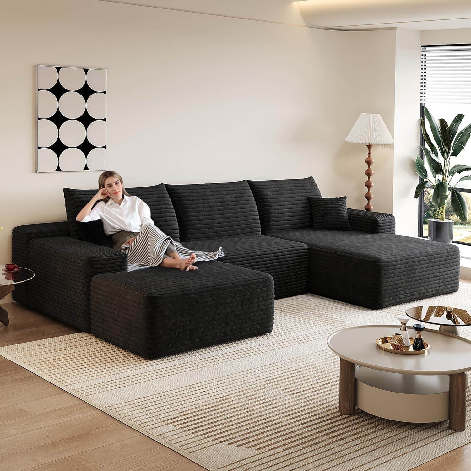 Comfy U-Shaped Sectional Sofa With Chaise And Ottoman - Loft&Timber