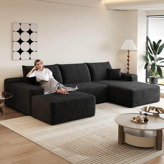Comfy U-Shaped Sectional Sofa With Chaise And Ottoman - Loft&Timber