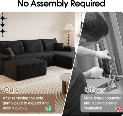 Comfy U-Shaped Sectional Sofa With Chaise And Ottoman - Loft&Timber