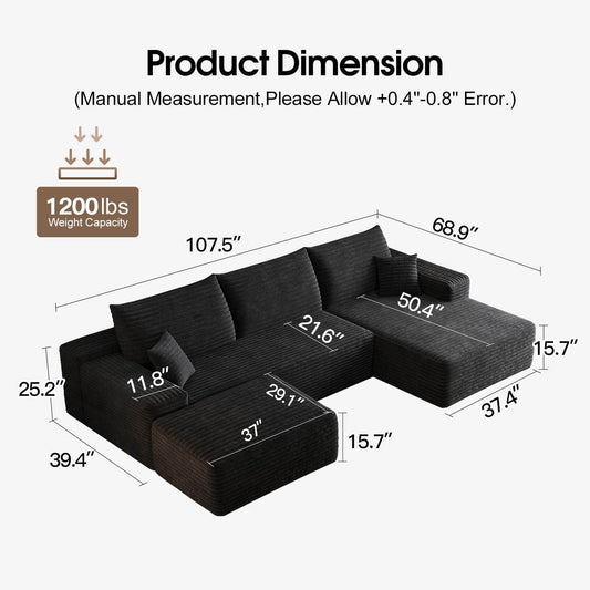 Comfy U-Shaped Sectional Sofa With Chaise And Ottoman - Loft&Timber